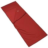 Saco de dormir Alpidex de microfibra, para viajes, de bolsillo, para interior, forma rectangular, para verano, rojo fuego