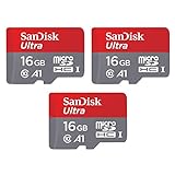 SanDisk Ultra Pack de 3 Tarjetas de Memoria microSDHC con App Memory Zone, hasta 98 MB/s, Rendimiento de apps A1, Clase 10, U1, 16 GB