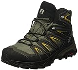 Salomon X Ultra 3 Mid GTX, Zapatos de Trekking y Senderismo Hombre, Castor Gray/Black/Green Sulphur, 40 EU